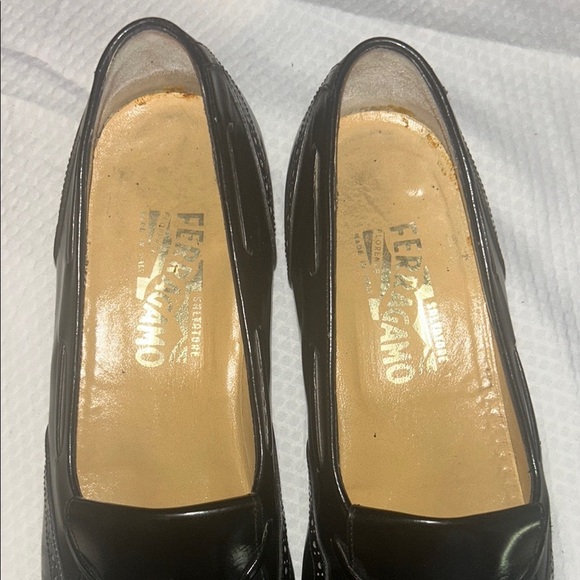 Salvatore Ferragamo Glossy Black Tassel Loafers Leather Upper 10 B - Picture 13 of 16